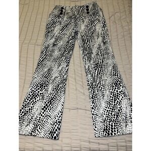 Etcetera Women's wide leg pants white W/black dot stipple pattern Sz 4 Side Zip